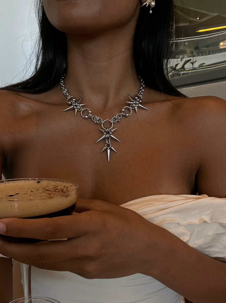 Customer wearing FNTSY jewelry