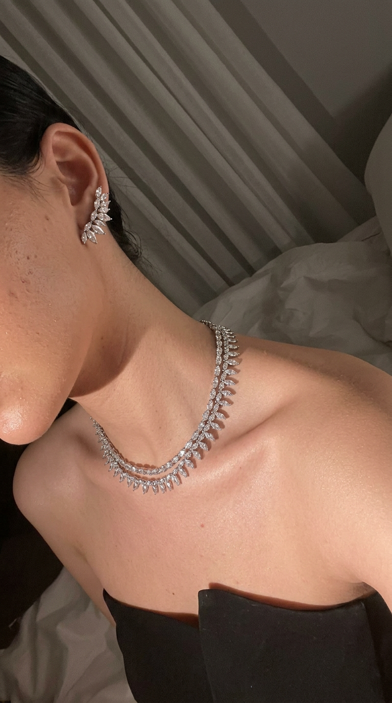 Customer wearing FNTSY jewelry
