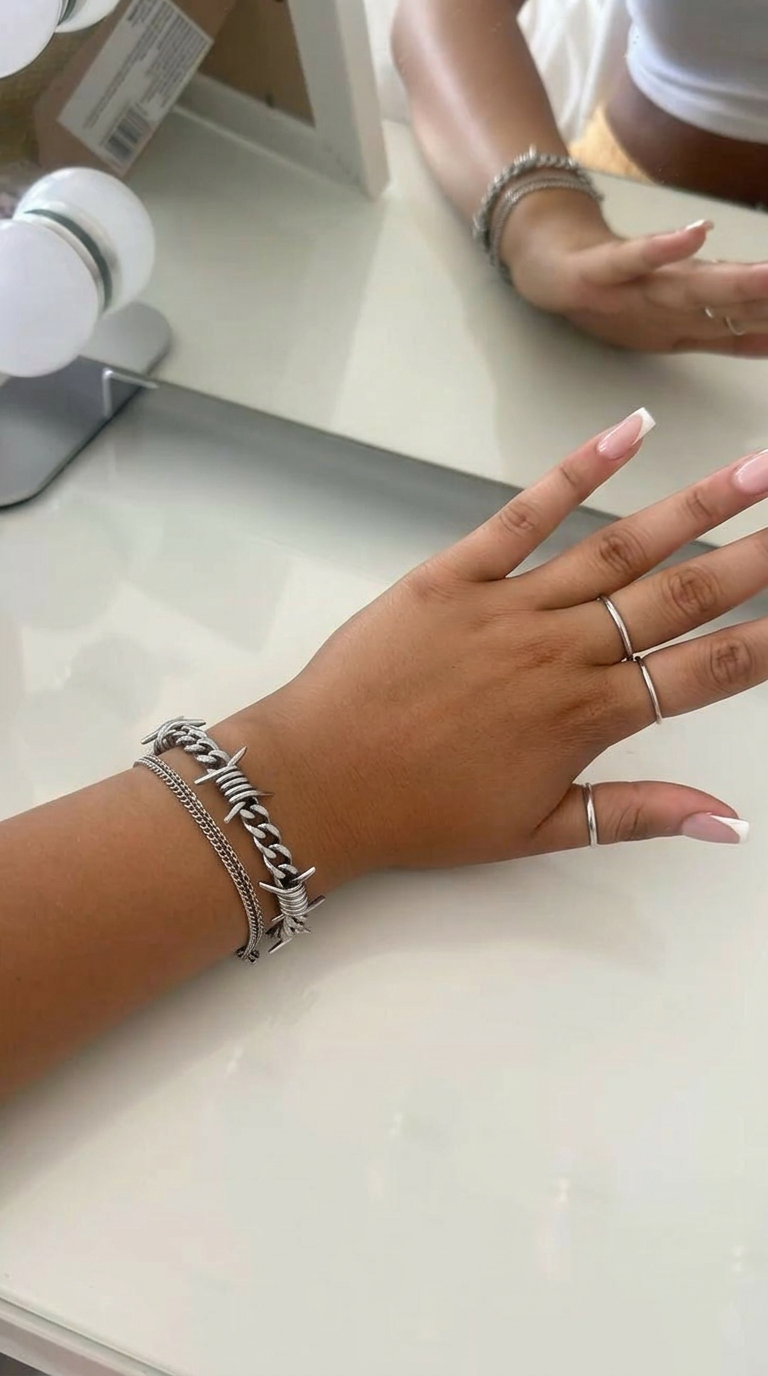 Customer wearing FNTSY jewelry