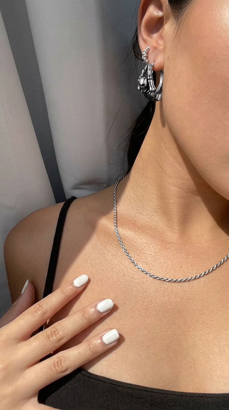 Customer wearing FNTSY jewelry