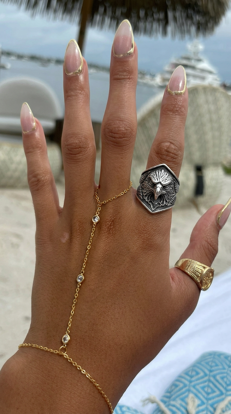 Customer wearing FNTSY jewelry