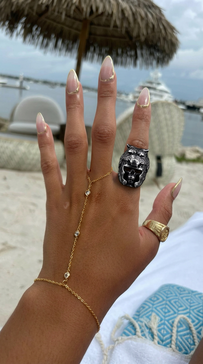 Customer wearing FNTSY jewelry