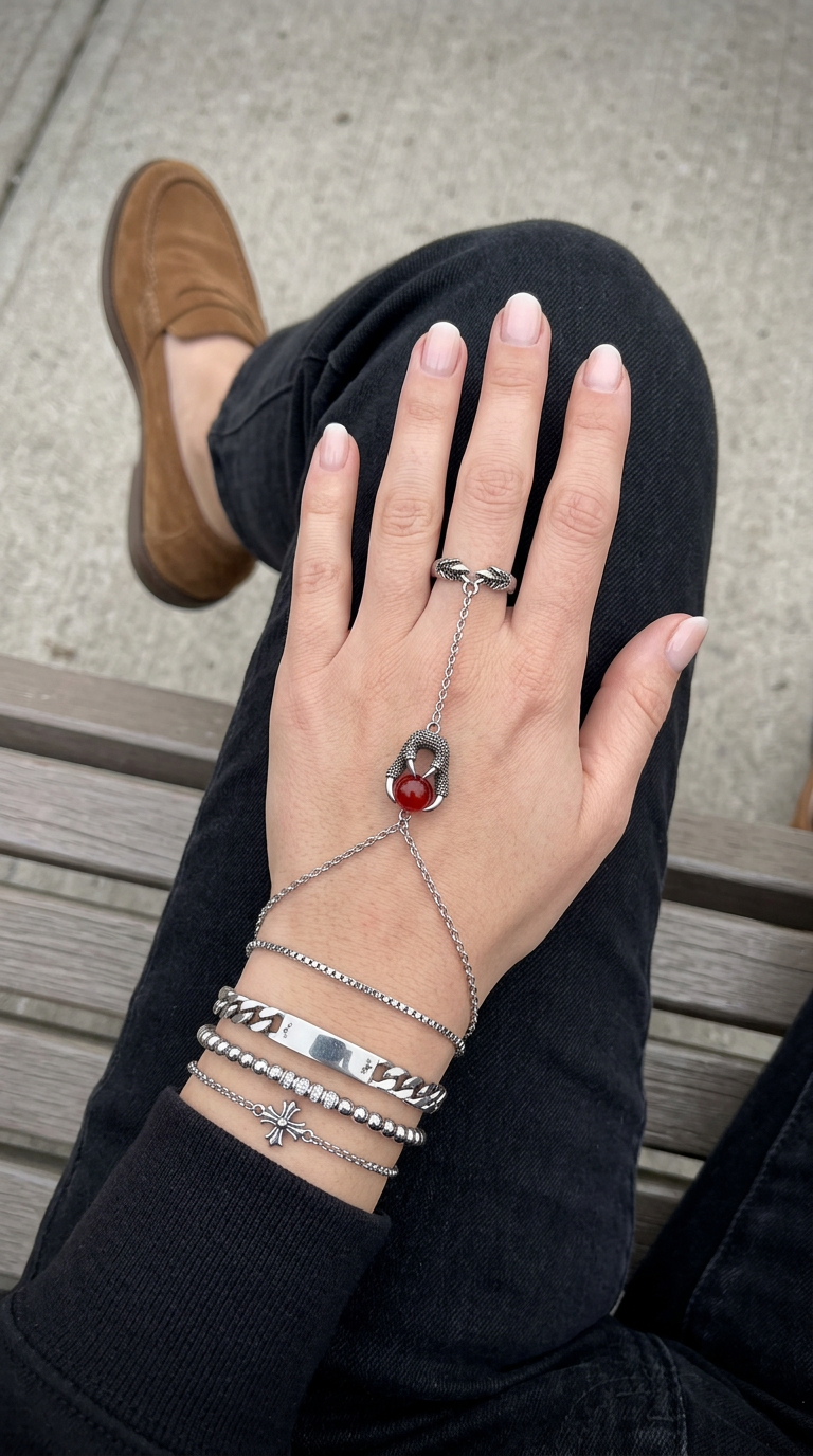 Customer wearing FNTSY jewelry