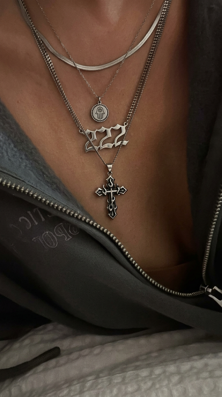 Customer wearing FNTSY jewelry